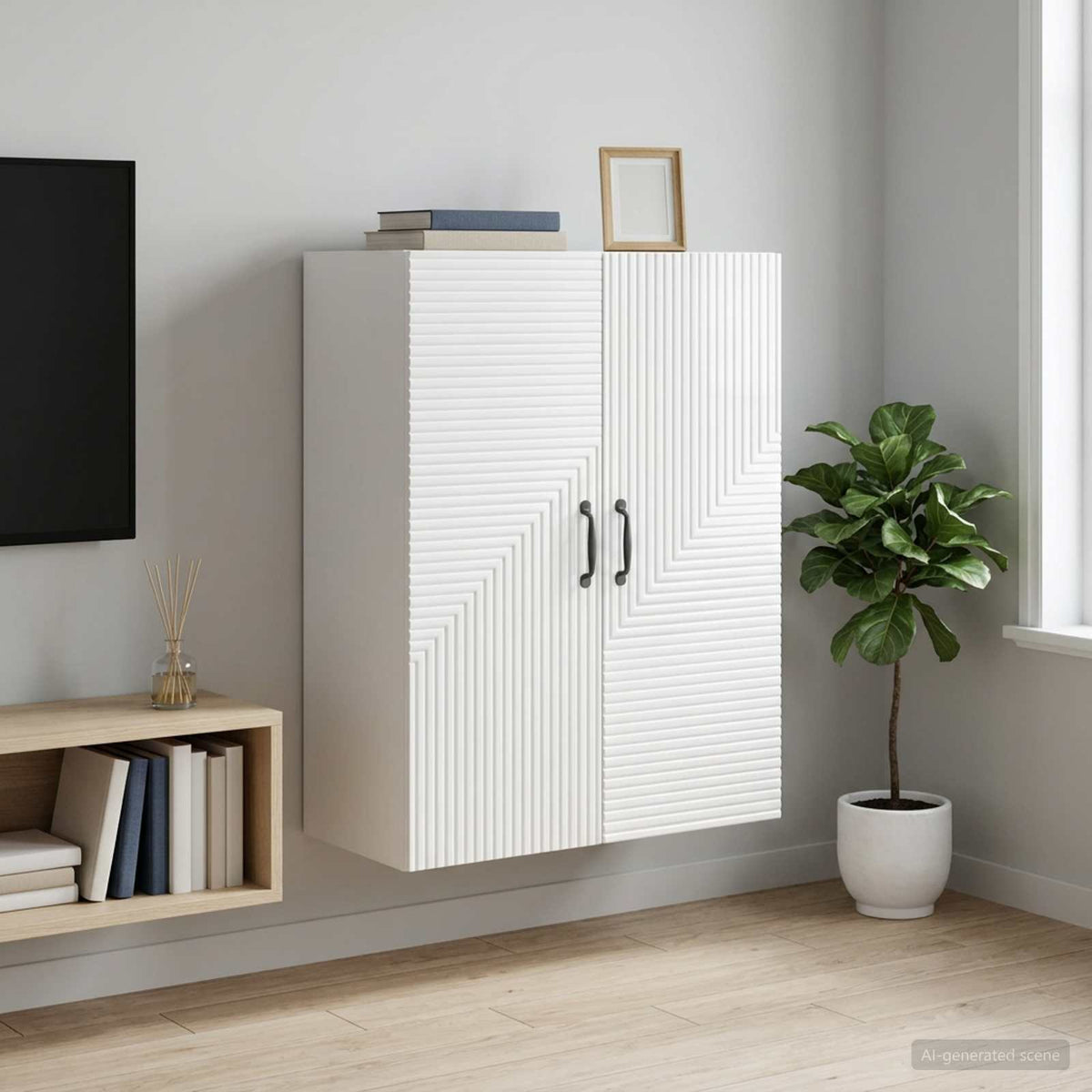 Vidaxl wandkast hoogglans wit 66 x 34,5 x 90 cm bewerkt hout