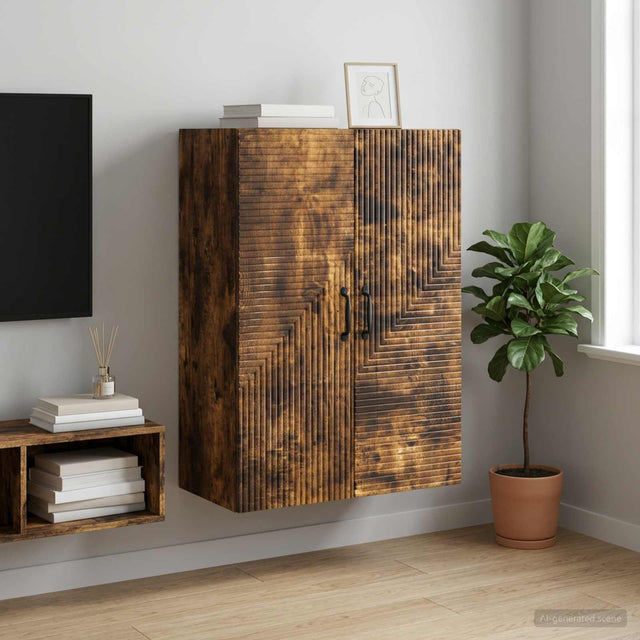 Vidaxl wandkast gerookt eiken 66 x 34,5 x 90 cm bewerkt hout