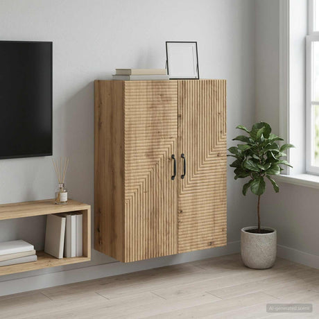 Vidaxl wandkast 66 x 34,5 x 90 cm bewerkt hout artisanaal eiken