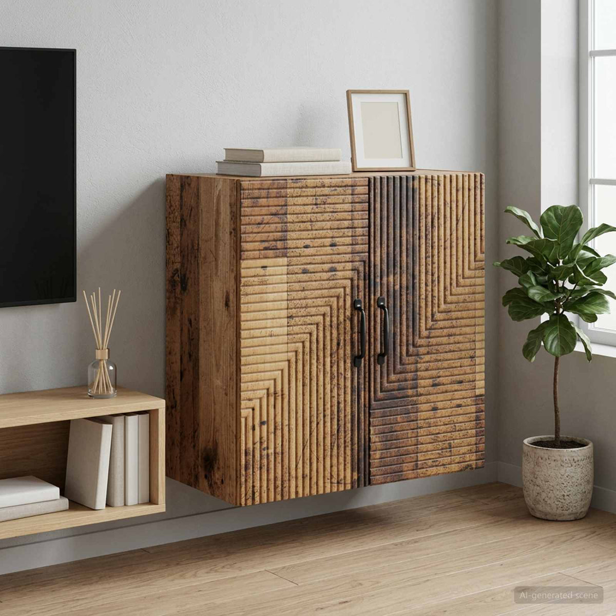 Vidaxl wandkast oud hout 59 x 31 x 60 cm bewerkt hout