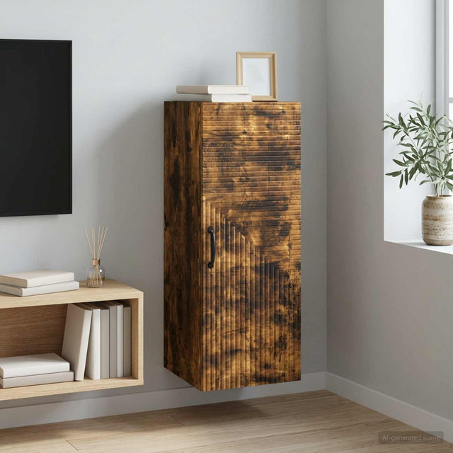Vidaxl wandkast gerookt eiken 33 x 34,5 x 90 cm bewerkt hout