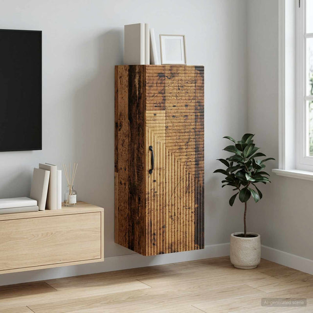 Vidaxl wandkast oud hout 33 x 34,5 x 90 cm bewerkt hout