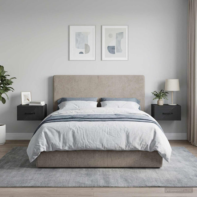 Vidaxl wandbeugel bedkast 2 st zwart 34,5 x 33 x 20 cm bewerkt hout