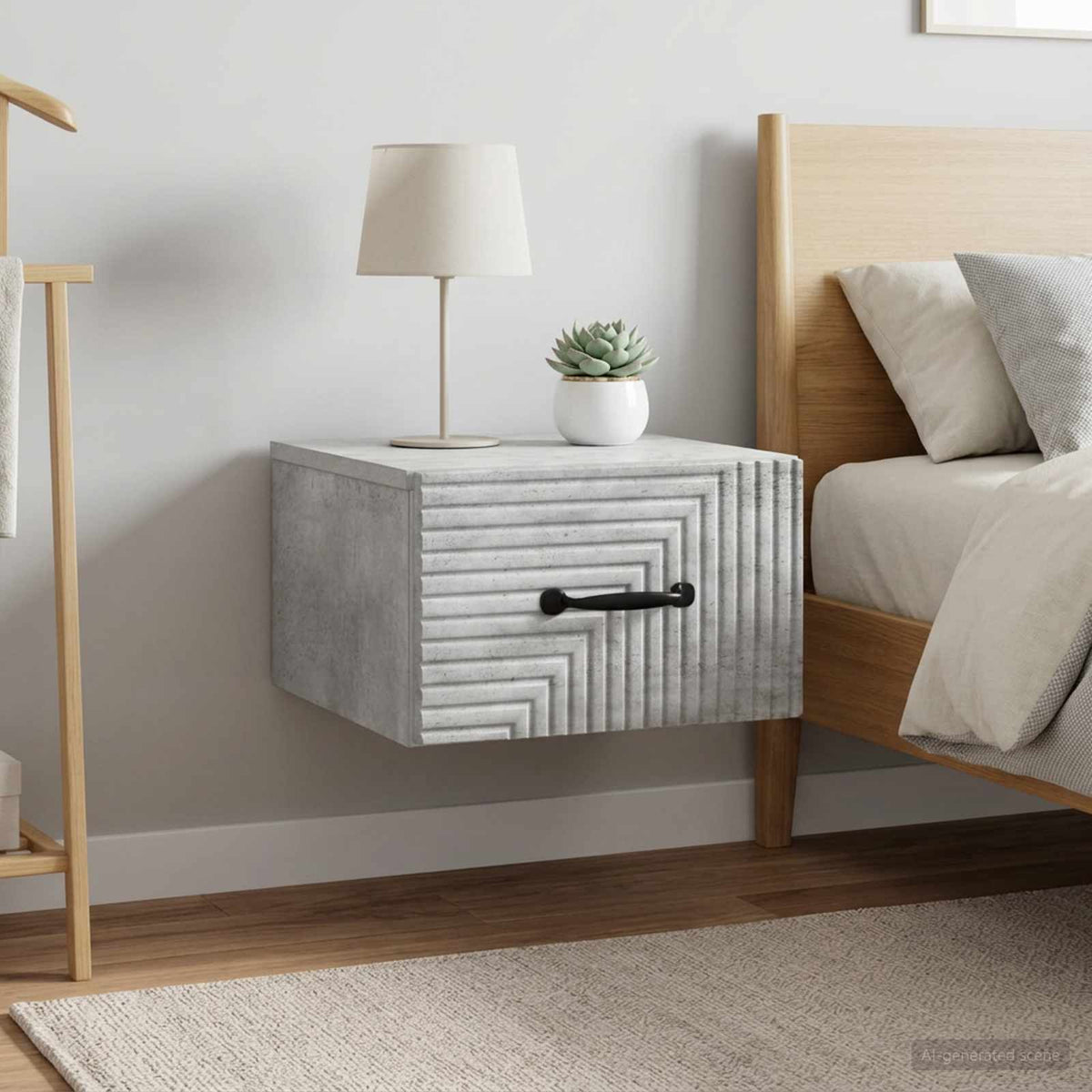Vidaxl wandbeugel bedkast 2 st betongrijs 34,5 x 33 x 20 cm