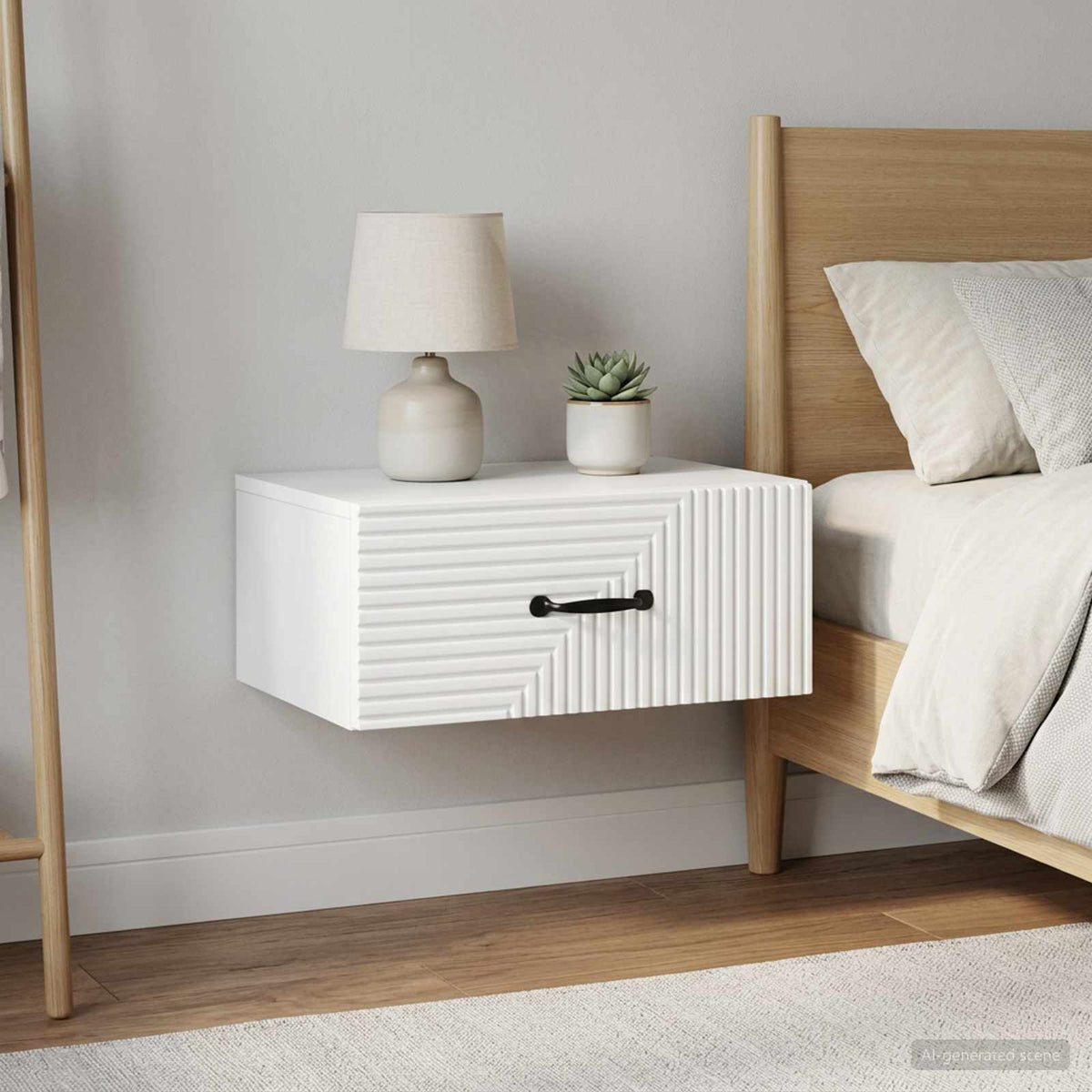 Vidaxl wandbeugel bedkast 2 st wit 49 x 34,5 x 20 cm bewerkt hout