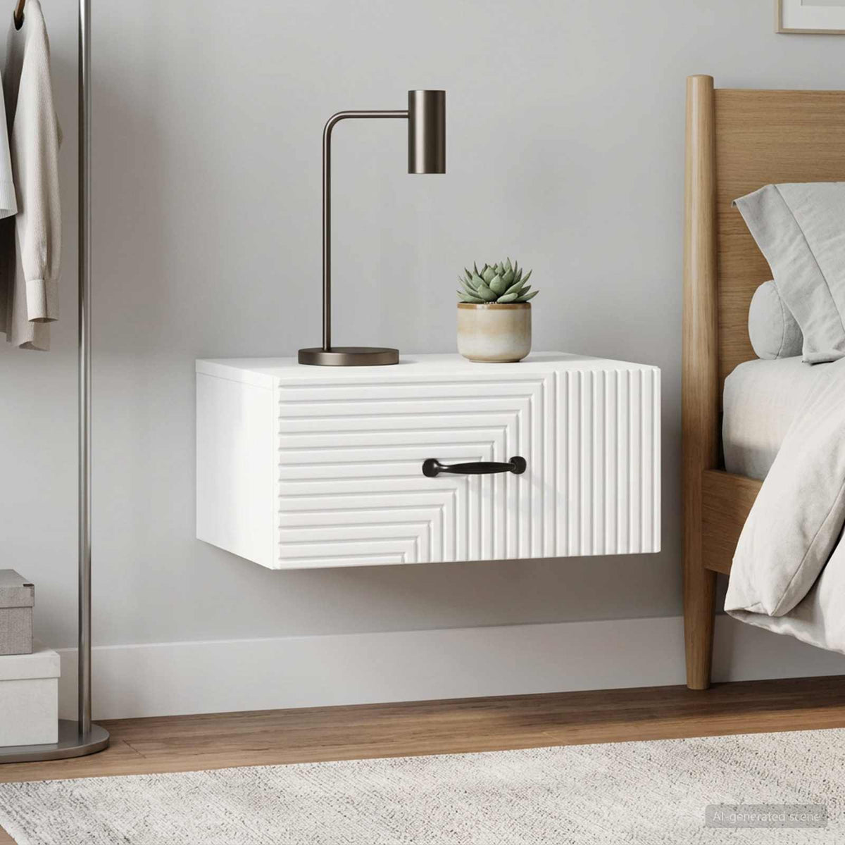 Vidaxl wandbeugel bedkast 2 st hoogglans wit 49 x 34,5 x 20 cm