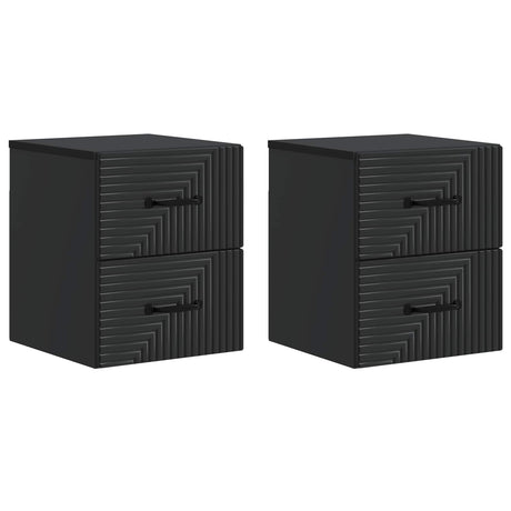 Vidaxl wandbeugel bedkast 2 st zwart 34,5 x 33 x 40 cm bewerkt hout