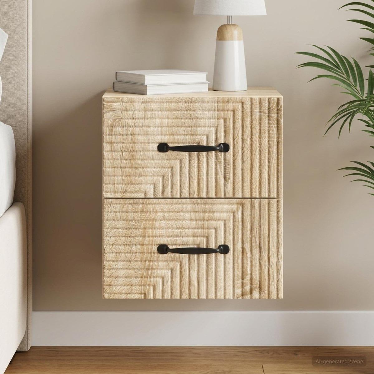 Vidaxl wandbeugel bedkast sonoma eiken 34,5 x 33 x 40 cm bewerkt hout