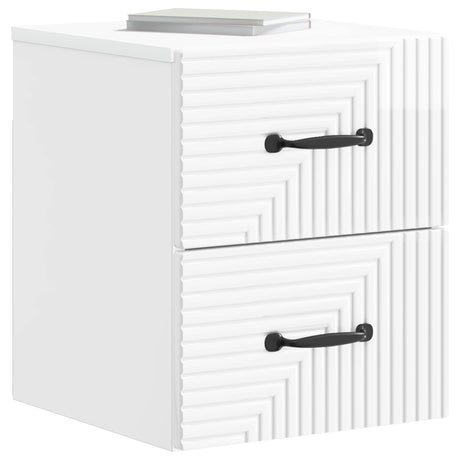 Vidaxl wandbeugel bedkast hoogglans wit 34,5 x 33 x 40 cm bewerkt hout