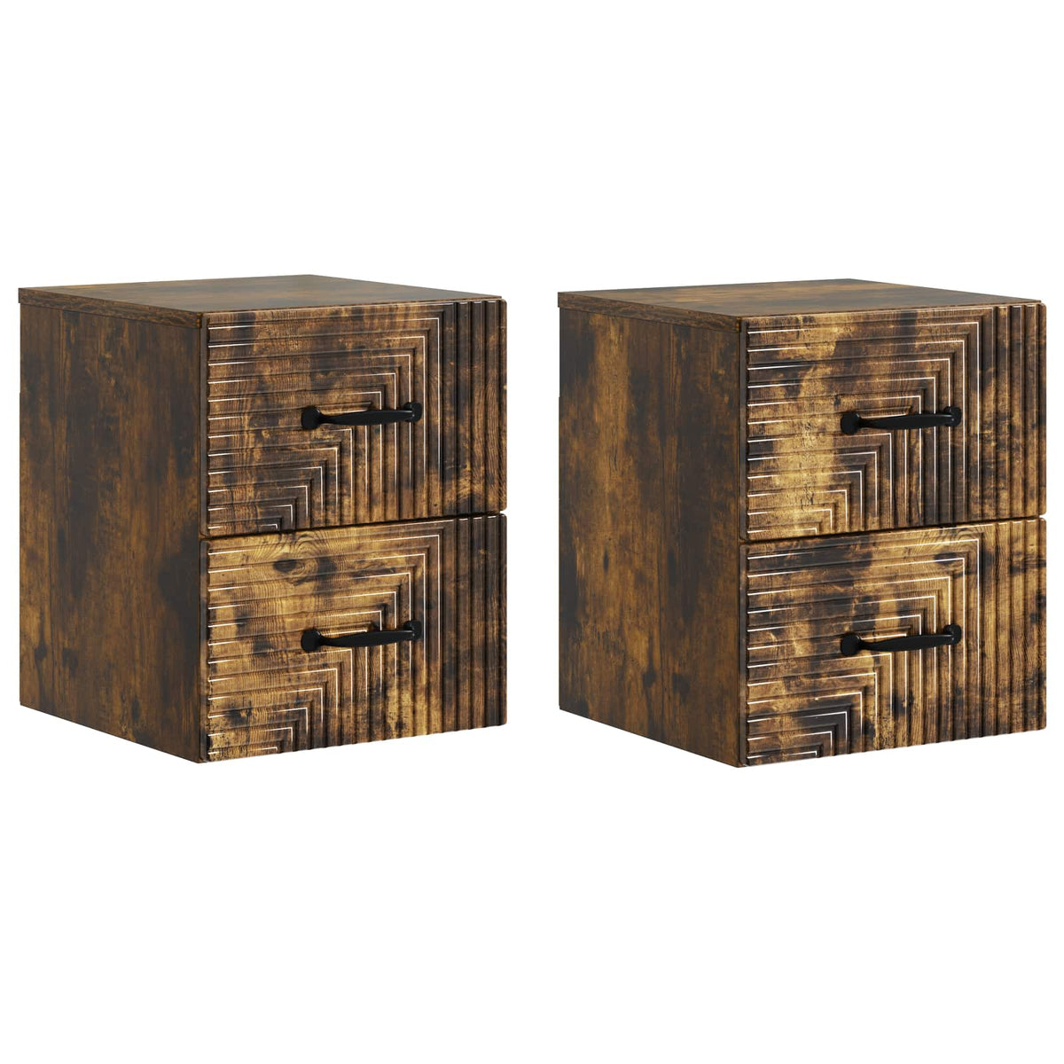 Vidaxl wandbeugel bedkast 2 st gerookt eiken 34,5 x 33 x 40 cm
