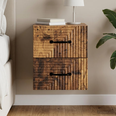 Vidaxl wandbeugel bedkast oud hout 34,5 x 33 x 40 cm bewerkt hout