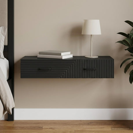 Vidaxl wandmontage zijtafel 87,5 x 34,5 x 17 cm bewerkt hout zwart