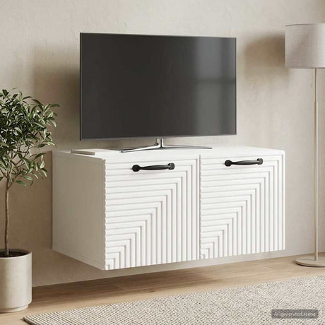 Vidaxl wandbeugel tv-kast hoogglans wit 59,5 x 41 x 30 cm bewerkt hout