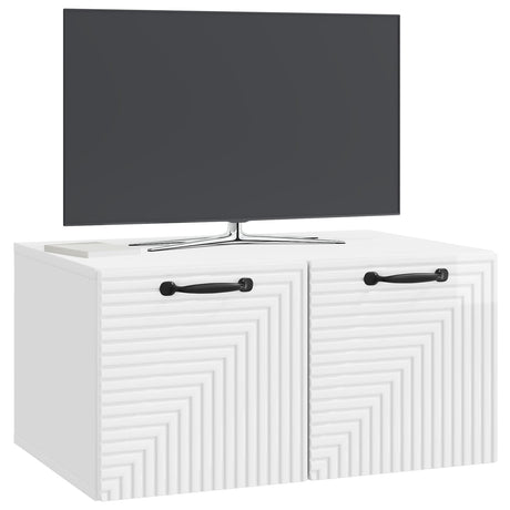 Vidaxl wandbeugel tv-kast hoogglans wit 59,5 x 41 x 30 cm bewerkt hout