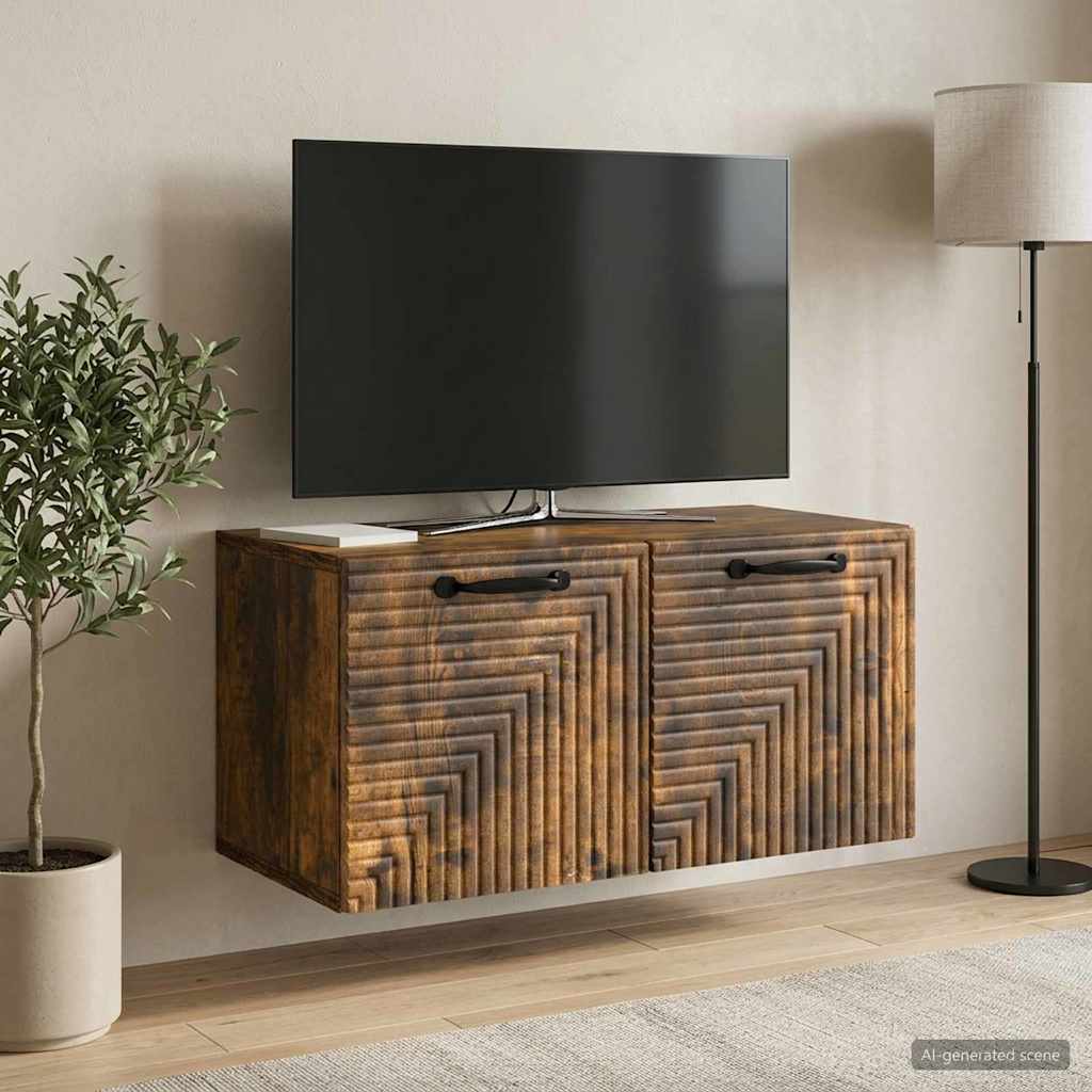 Vidaxl wandbeugel tv-kast gerookt eiken 59,5 x 31 x 30 cm bewerkt hout