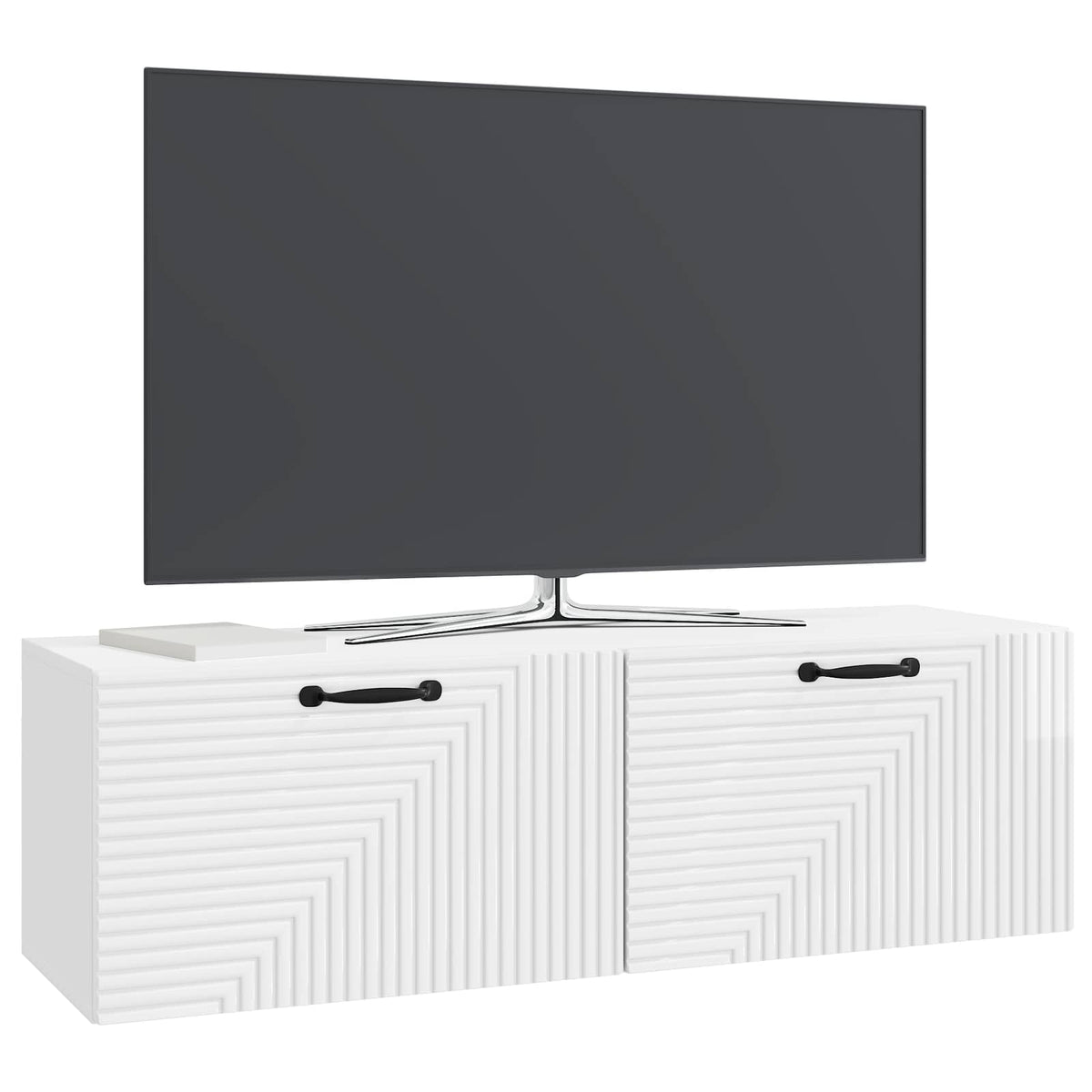 Vidaxl wandbeugel tv-kast hoogglans wit 98 x 31 x 30 cm bewerkt hout