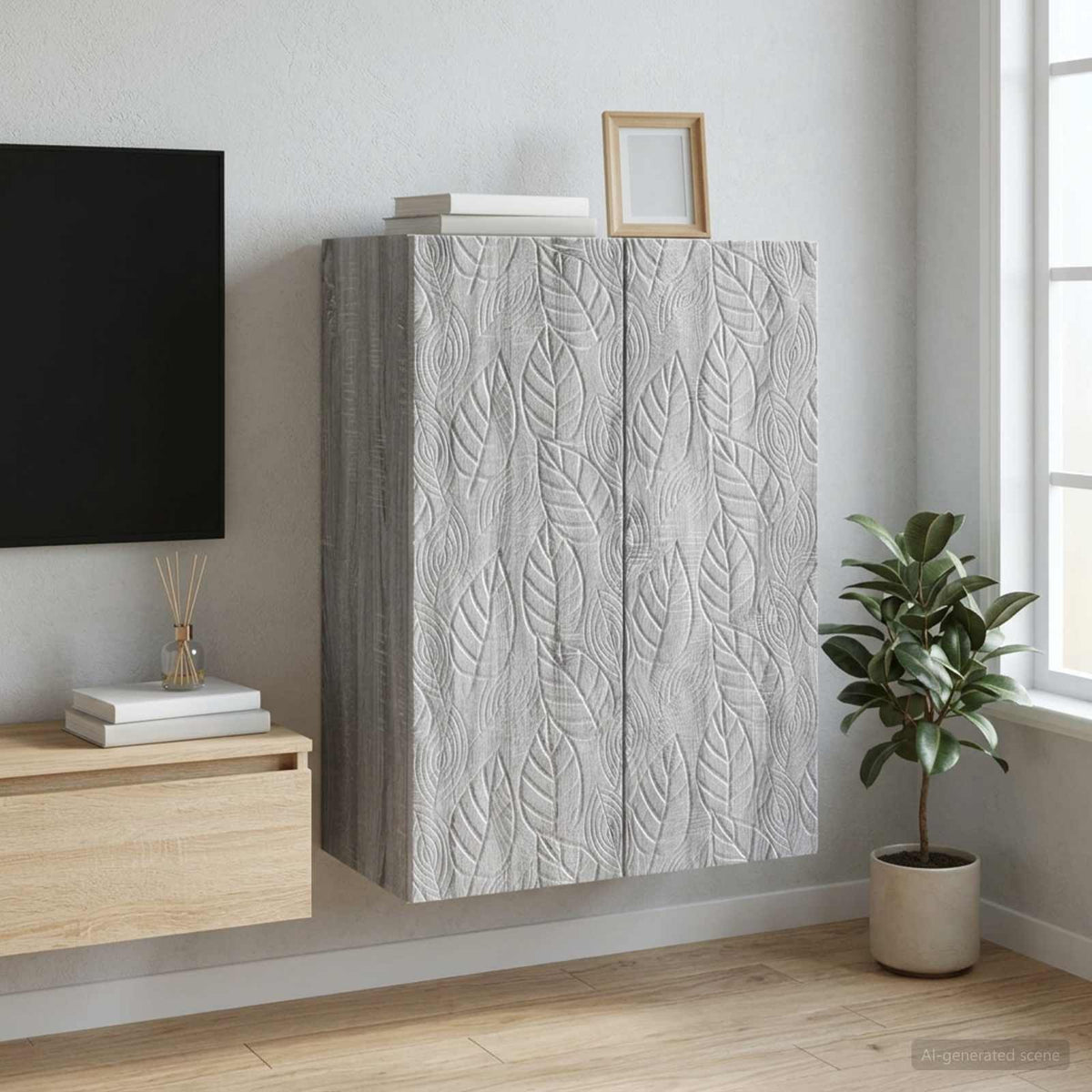 Vidaxl wandkast 66 x 34,5 x 90 cm bewerkt hout grijs sonoma