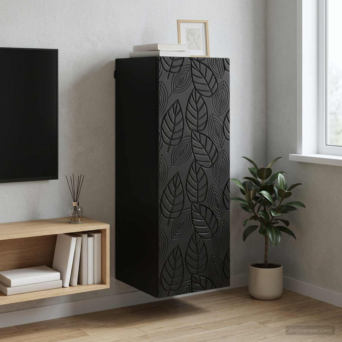 Vidaxl wandkast 33 x 34,5 x 90 cm bewerkt hout zwart