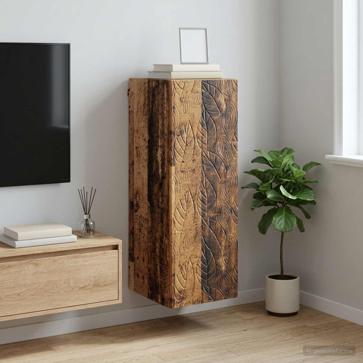 Vidaxl wandkast 33 x 34,5 x 90 cm bewerkt hout oud hout