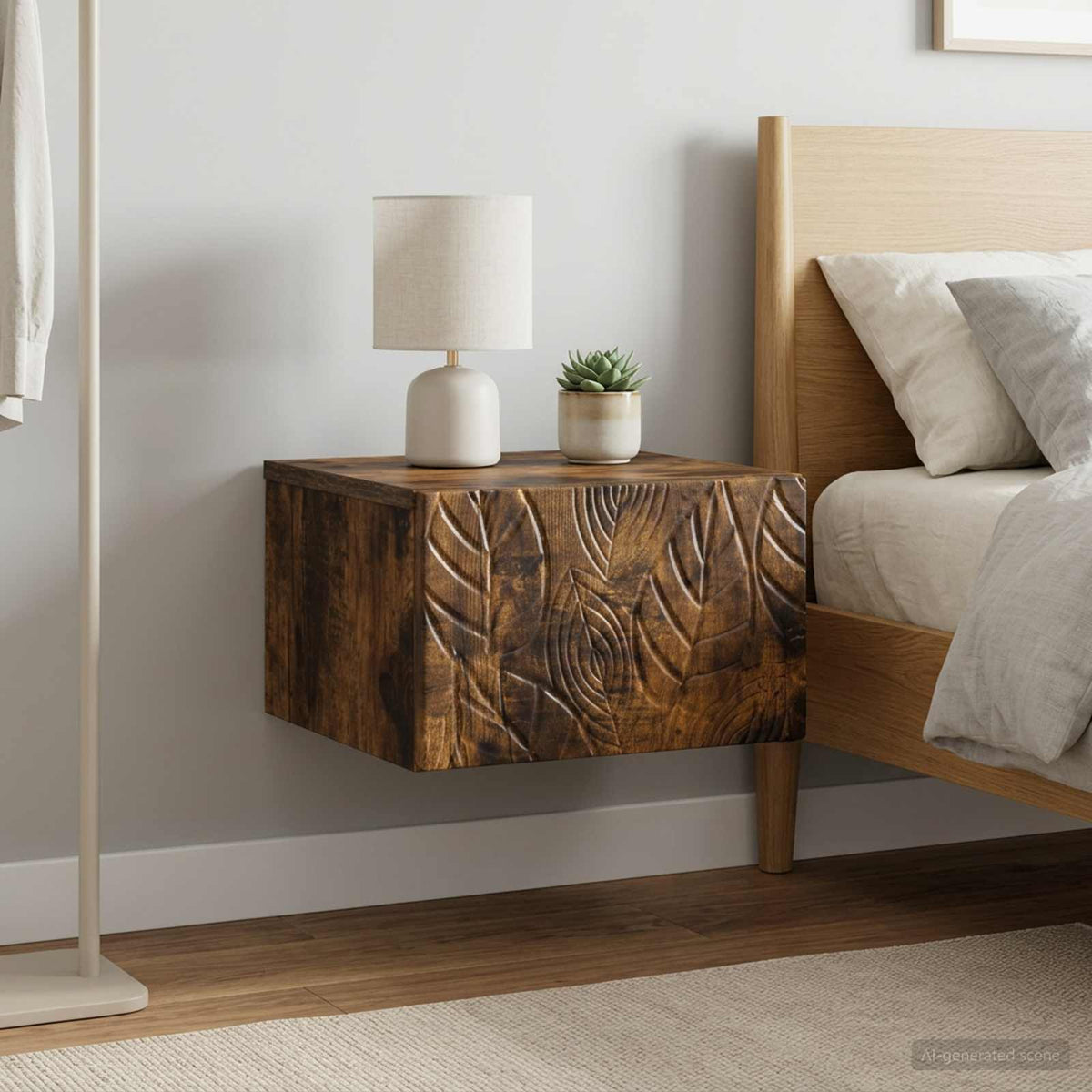 Vidaxl wandmontage zijtafel 2 st gerookt eiken 34,5 x 33 x 20 cm
