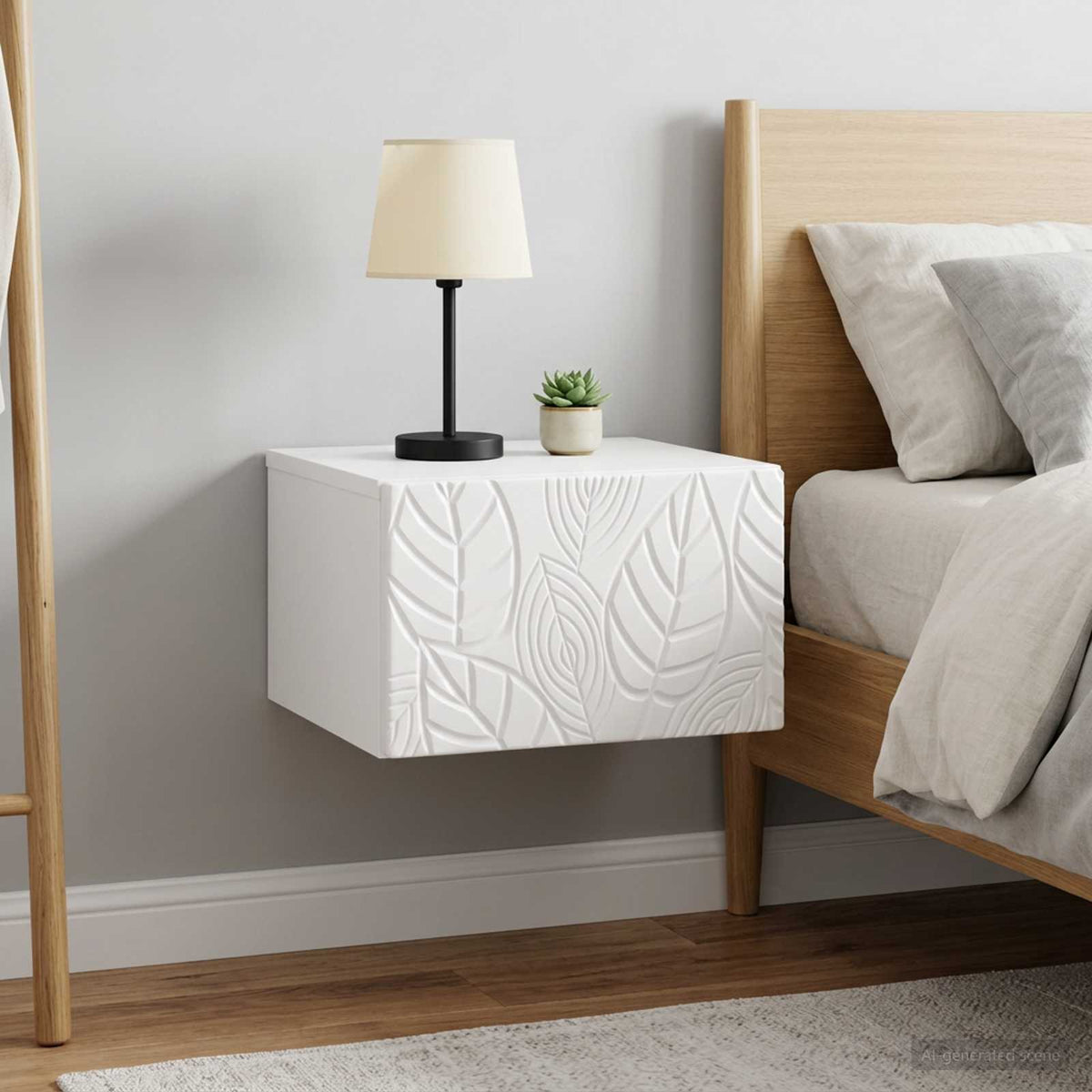 Vidaxl wandbeugel bedkast 2 st hoogglans wit 49 x 34,5 x 20 cm
