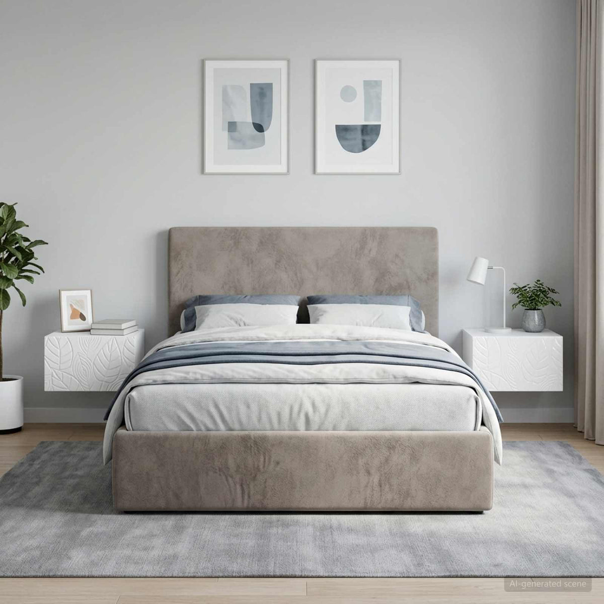 Vidaxl wandbeugel bedkast 2 st hoogglans wit 49 x 34,5 x 20 cm