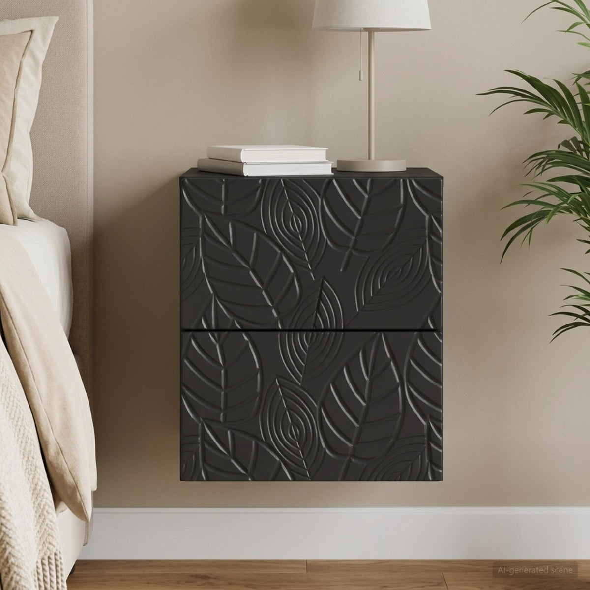 Vidaxl wandbeugel bedkast zwart 34,5 x 33 x 40 cm bewerkt hout