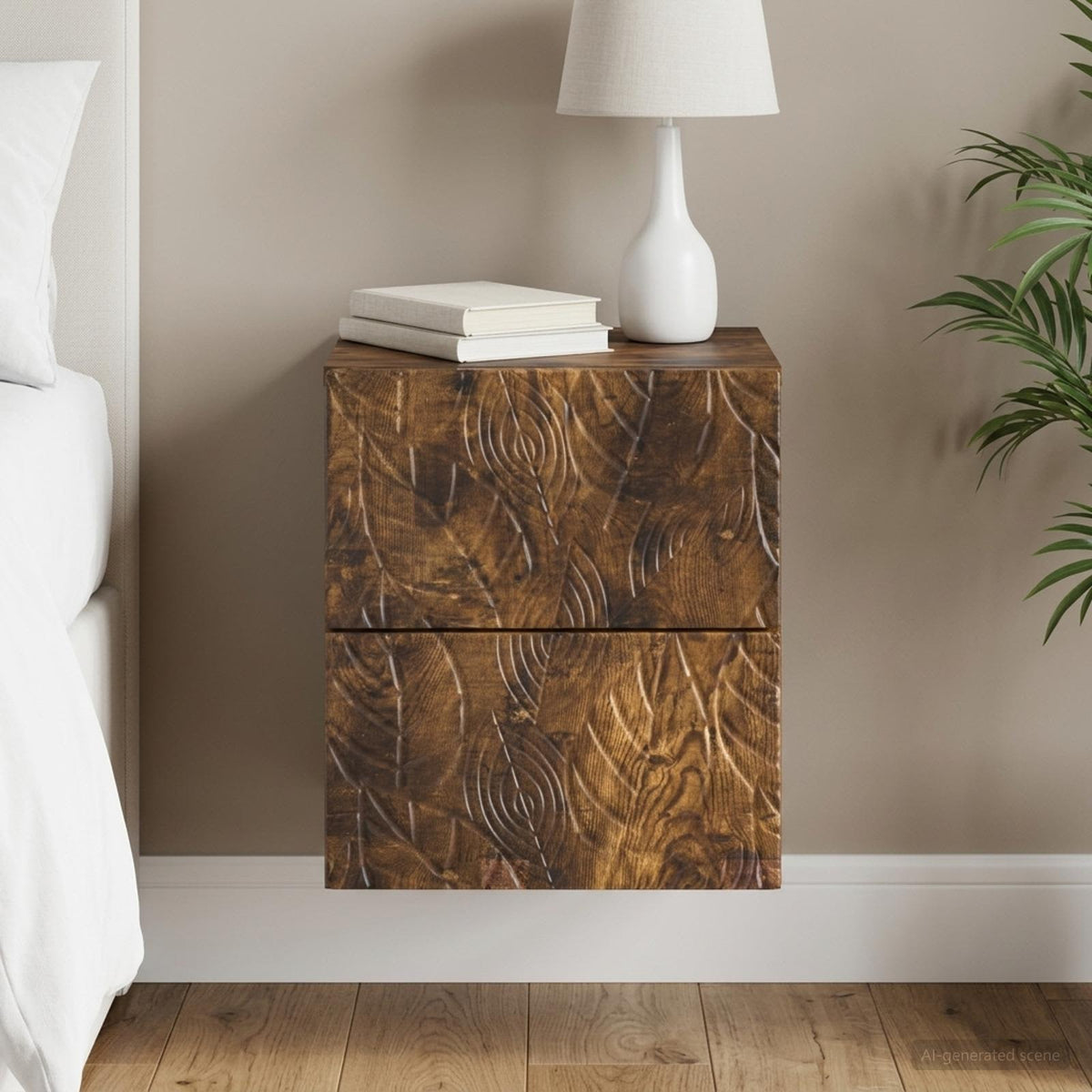 Vidaxl wandbeugel bedkast gerookt eiken 34,5 x 33 x 40 cm bewerkt hout
