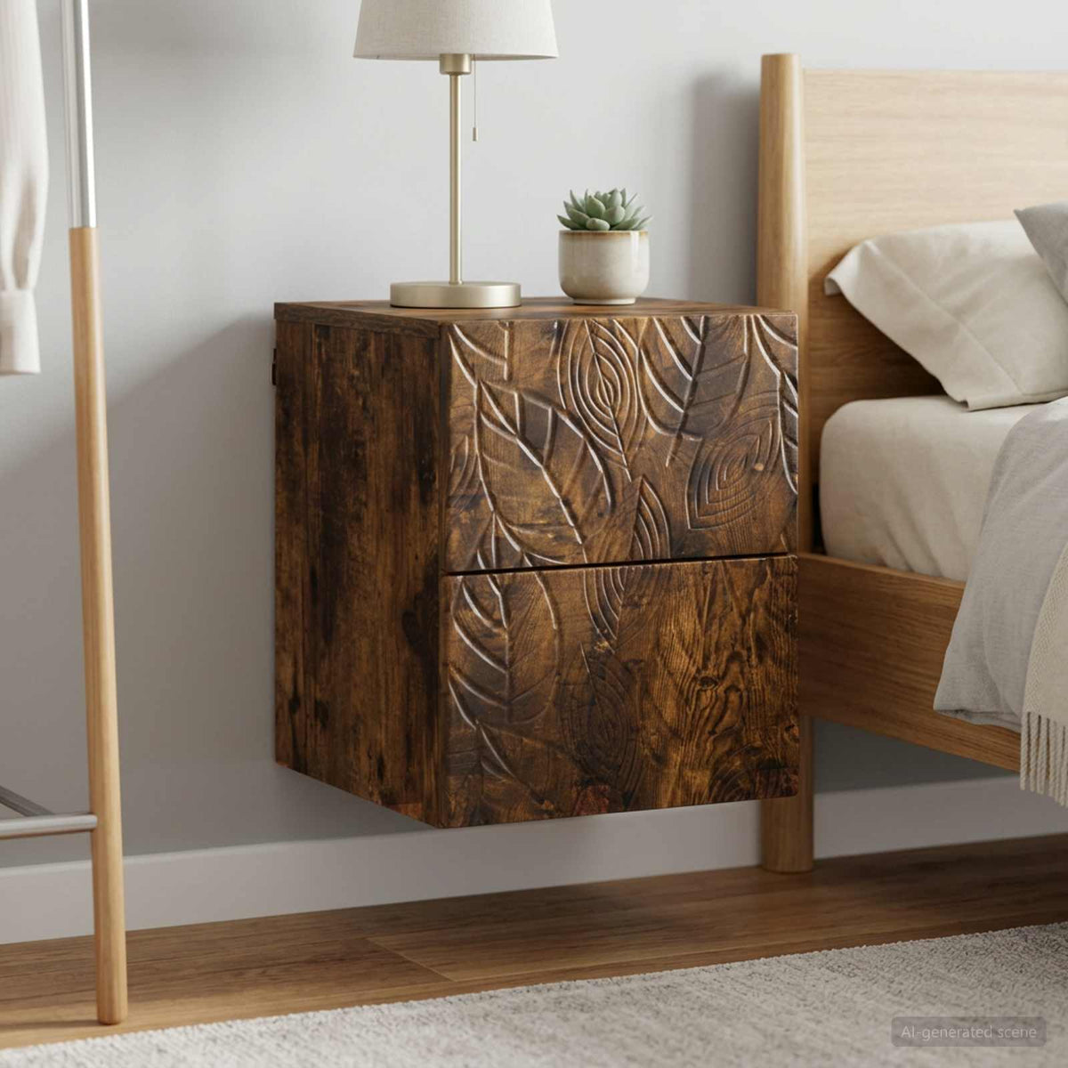 Vidaxl wandbeugel bedkast 2 st gerookt eiken 34,5 x 33 x 40 cm