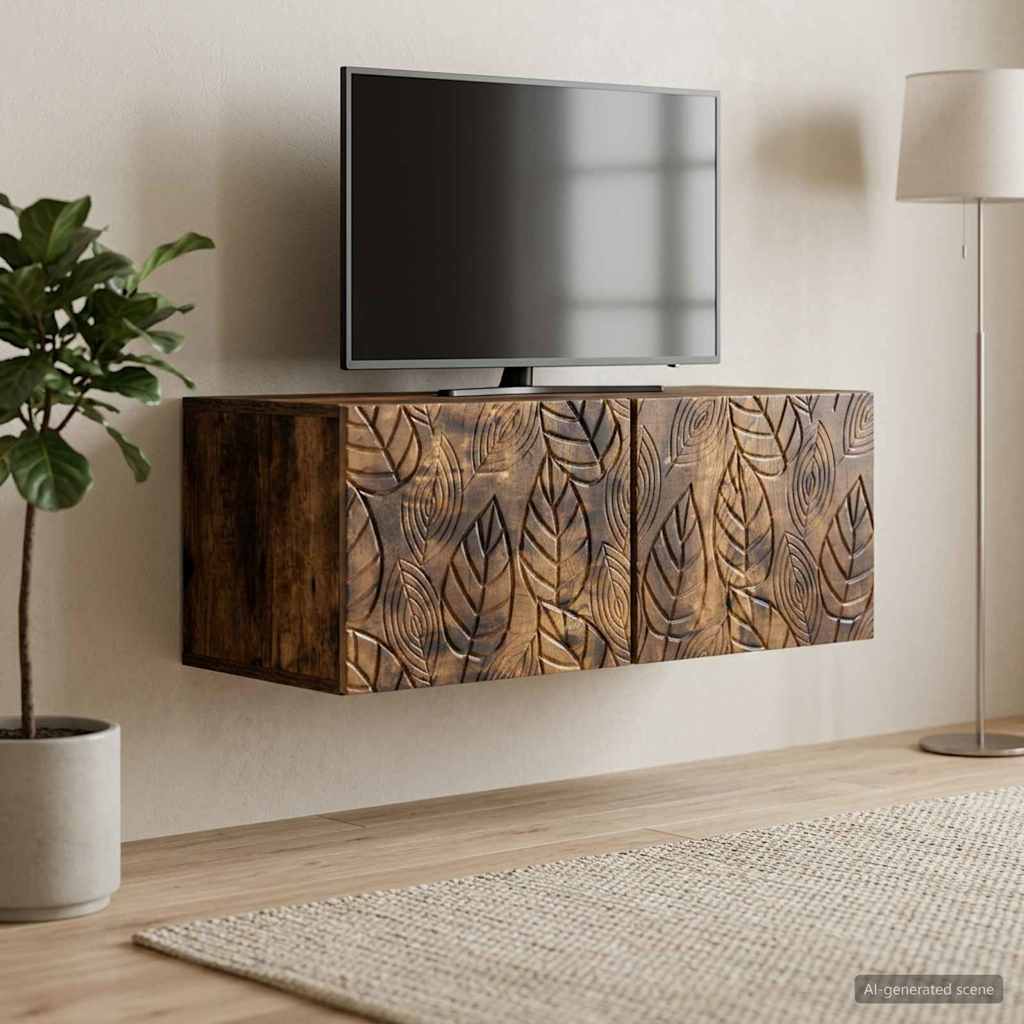 Vidaxl wandbeugel tv-kast 59,5 x 31 cm gerookt eiken bewerkt hout