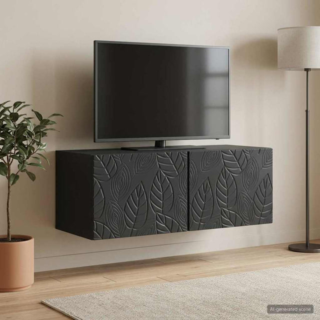 Vidaxl wandbeugel tv-kast 98 x 31 cm zwart bewerkt hout wandgemonteerd