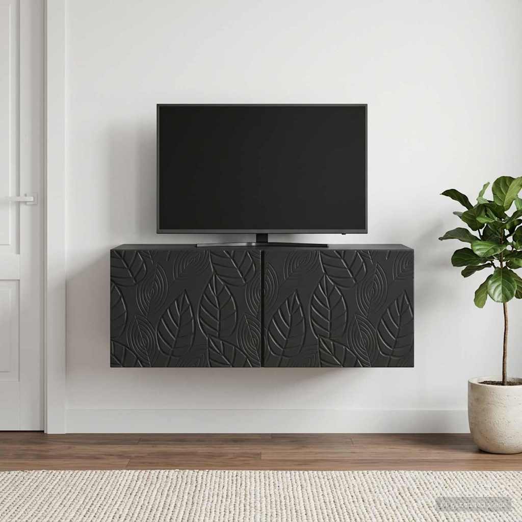 Vidaxl wandbeugel tv-kast 98 x 31 cm zwart bewerkt hout wandgemonteerd