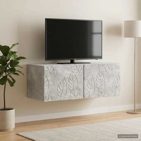 Vidaxl wandbeugel tv-kast 98 x 31 cm betongrijs bewerkt hout