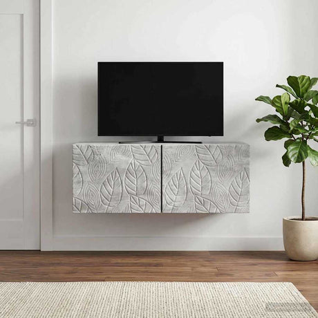 Vidaxl wandbeugel tv-kast 98 x 31 cm betongrijs bewerkt hout