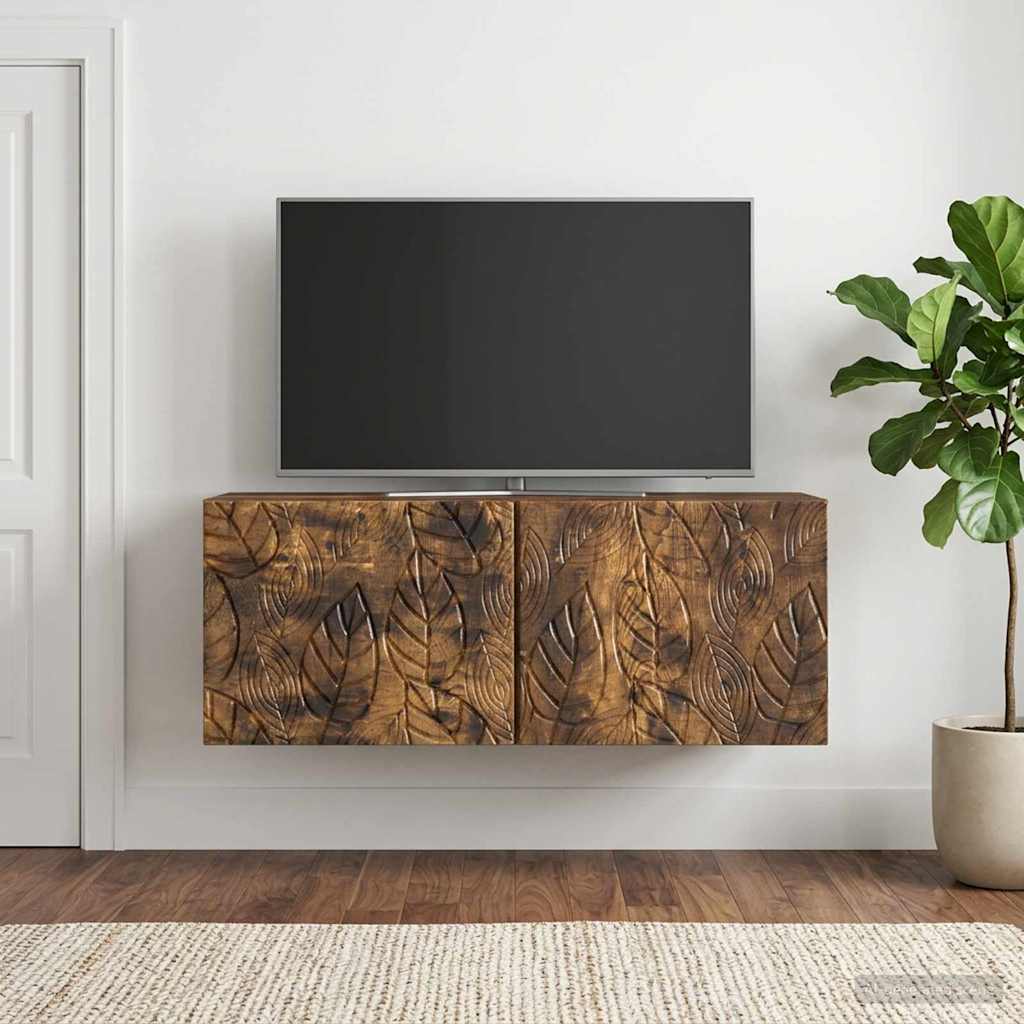 Vidaxl wandbeugel tv-kast 98 x 31 cm gerookt eiken bewerkt hout