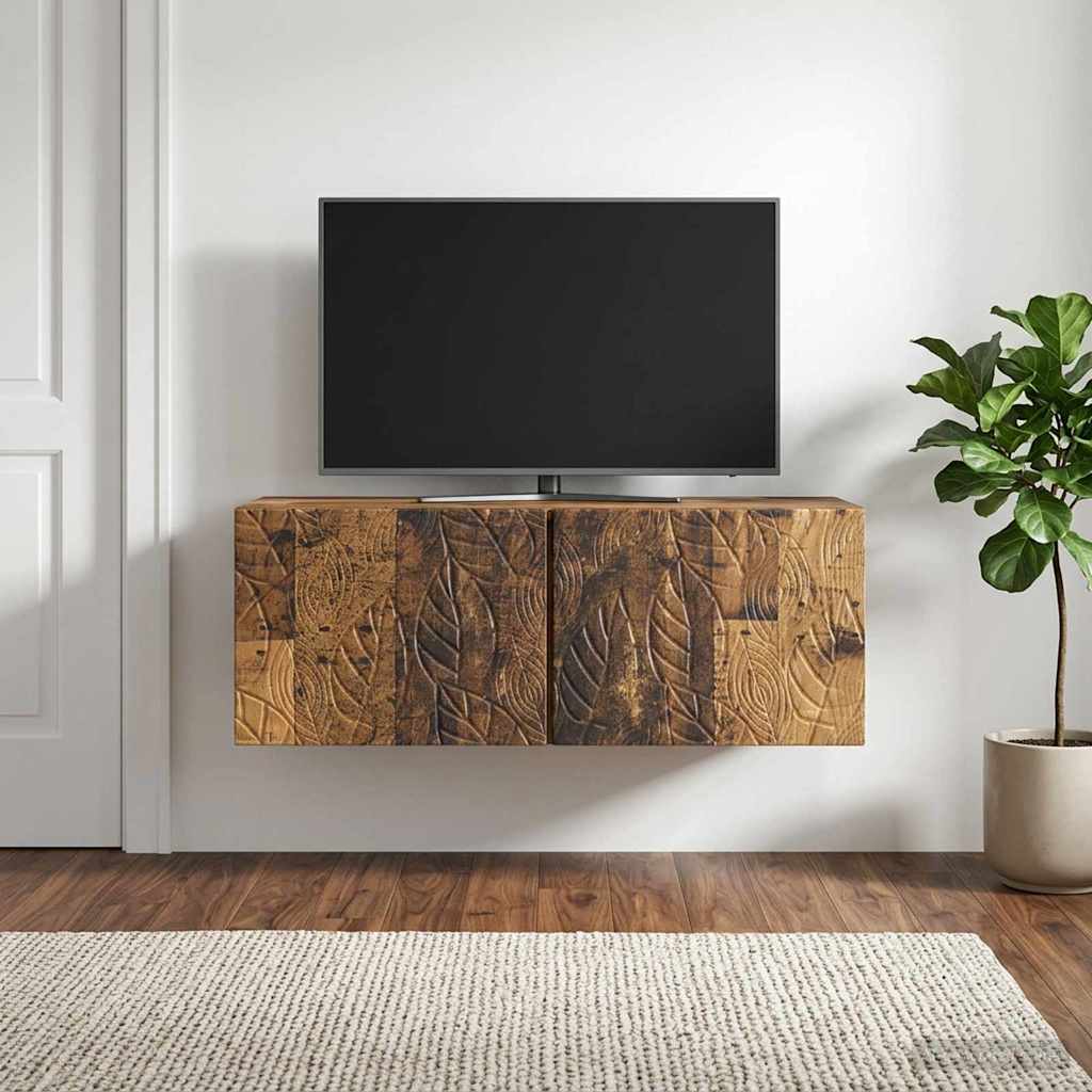 Vidaxl wandbeugel tv-kast 98 x 31 cm oud hout bewerkt hout