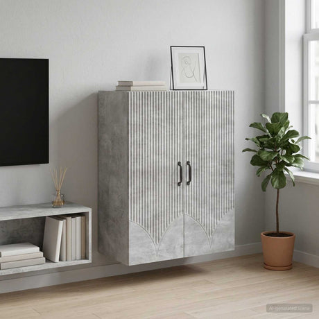 Vidaxl wandkast 66 x 34,5 x 90 cm bewerkt hout betongrijs