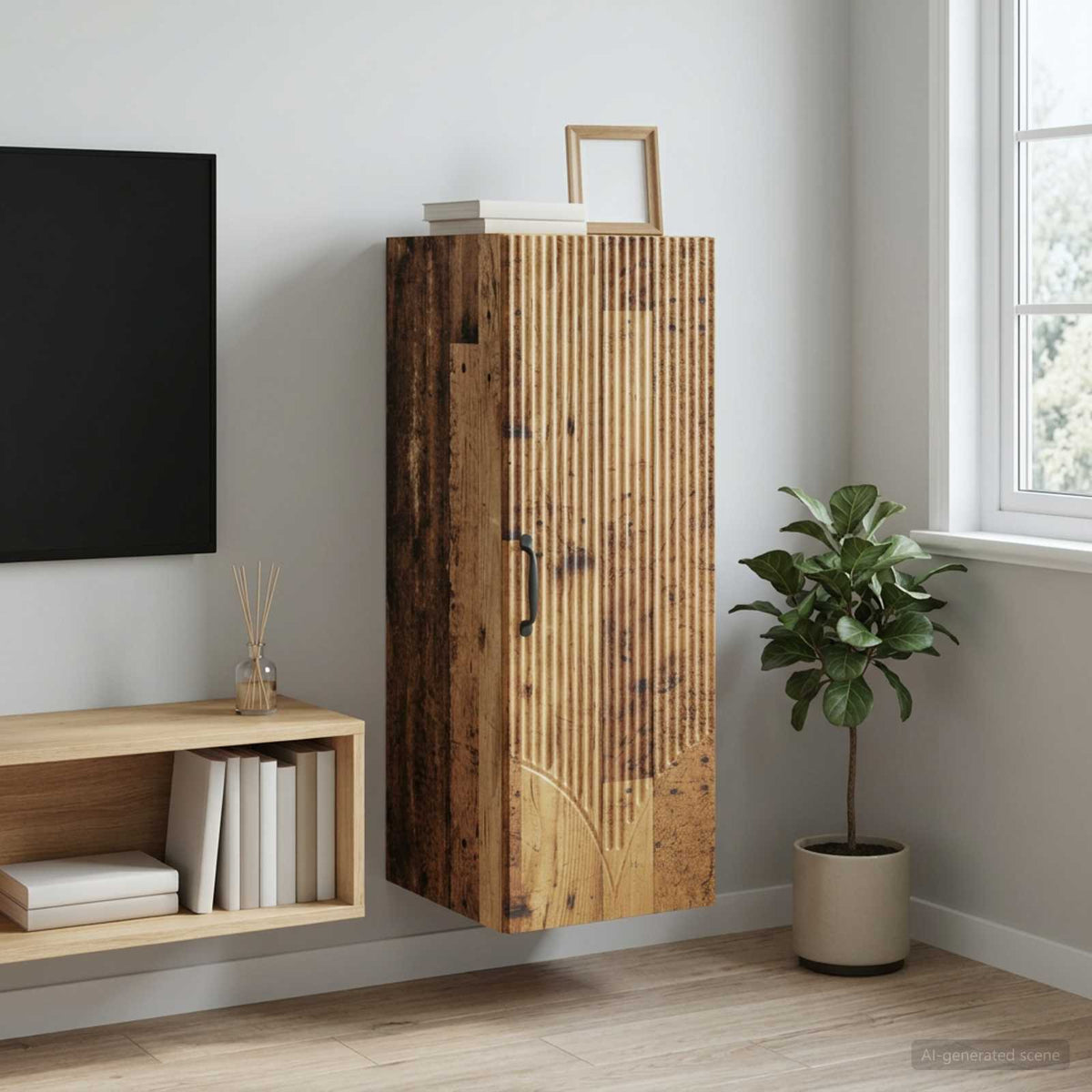 Vidaxl wandkast 33 x 34,5 x 90 cm bewerkt hout oud hout