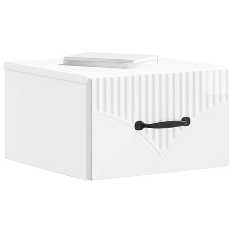 Vidaxl wandbeugel bedkast hoogglans wit 34,5 x 33 x 20 cm bewerkt hout