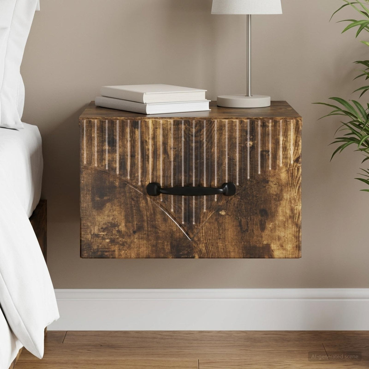 Vidaxl wandbeugel bedkast gerookt eiken 34,5 x 33 x 20 cm bewerkt hout