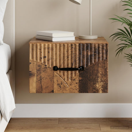 Vidaxl wandbeugel bedkast oud hout 34,5 x 33 x 20 cm bewerkt hout