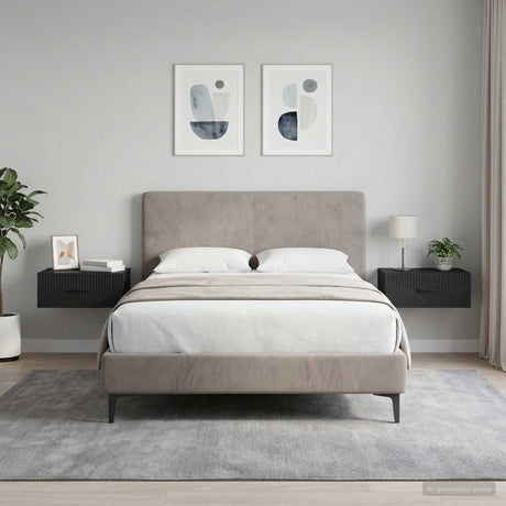Vidaxl wandbeugel bedkast 2 st zwart 49 x 34,5 x 20 cm bewerkt hout