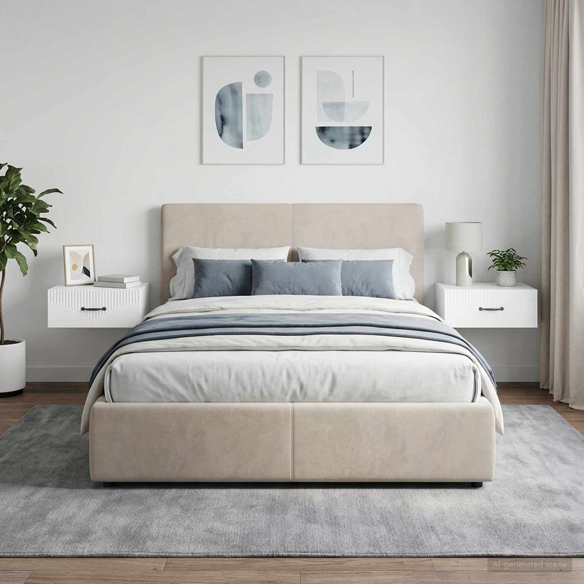 Vidaxl wandbeugel bedkast 2 st hoogglans wit 49 x 34,5 x 20 cm