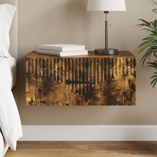 Vidaxl wandbeugel bedkast gerookt eiken 49 x 34,5 x 20 cm bewerkt hout