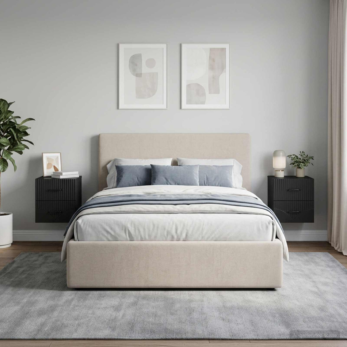 Vidaxl wandbeugel bedkast 2 st zwart 34,5 x 33 x 40 cm bewerkt hout