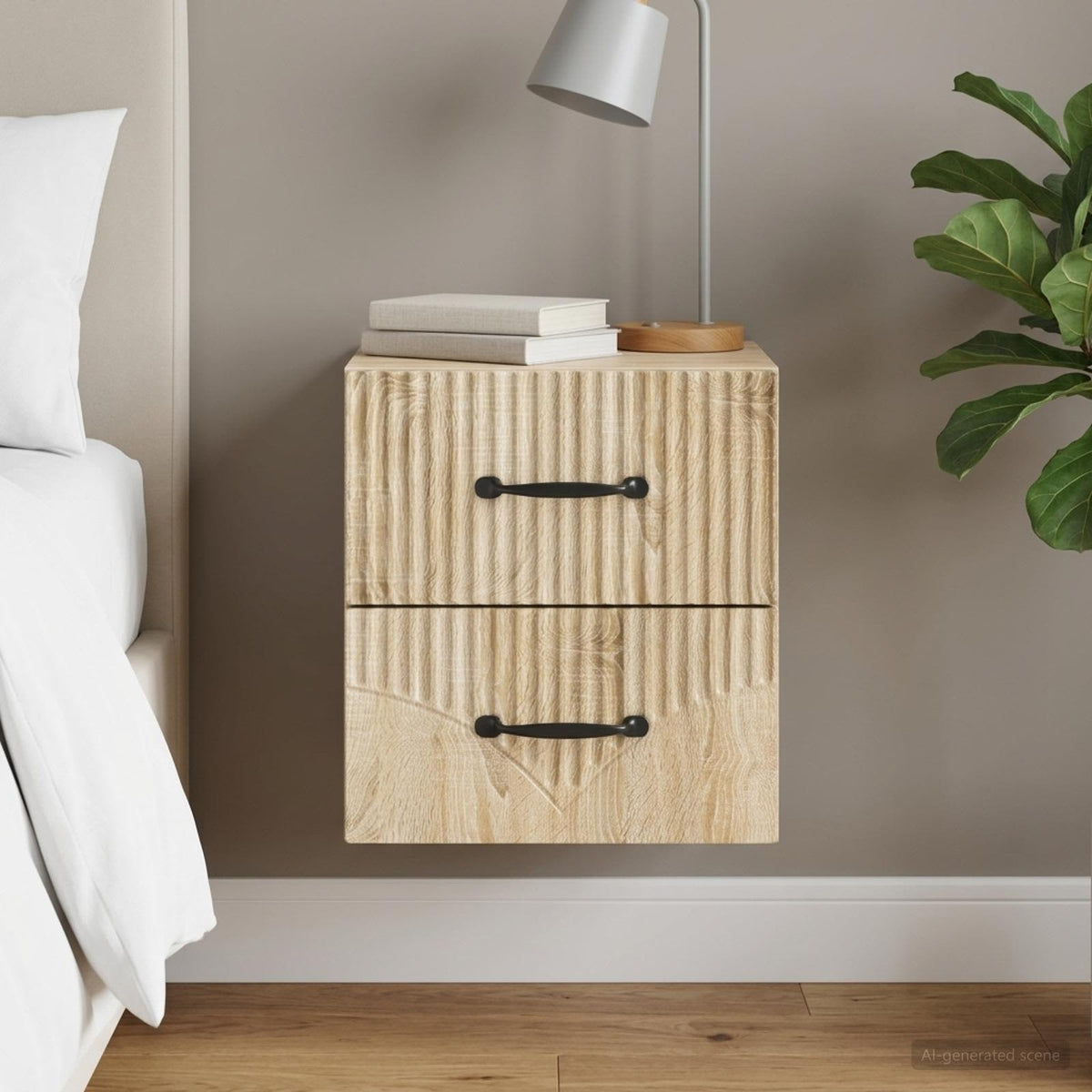 Vidaxl wandbeugel bedkast sonoma eiken 34,5 x 33 x 40 cm bewerkt hout