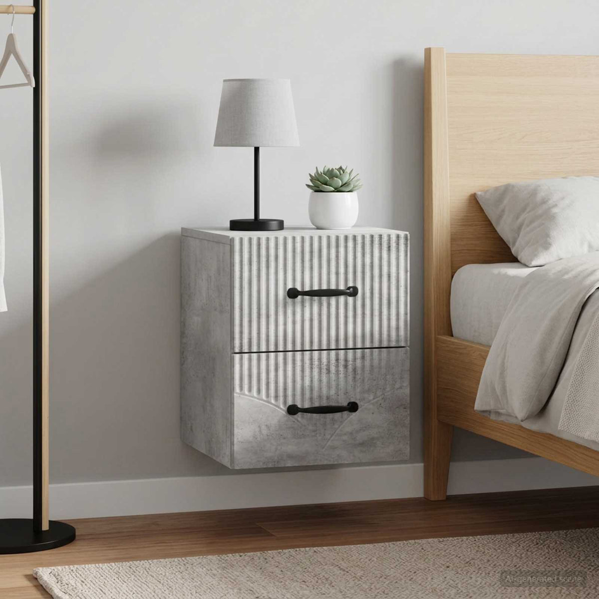 Vidaxl wandbeugel bedkast 2 st betongrijs 34,5 x 33 x 40 cm