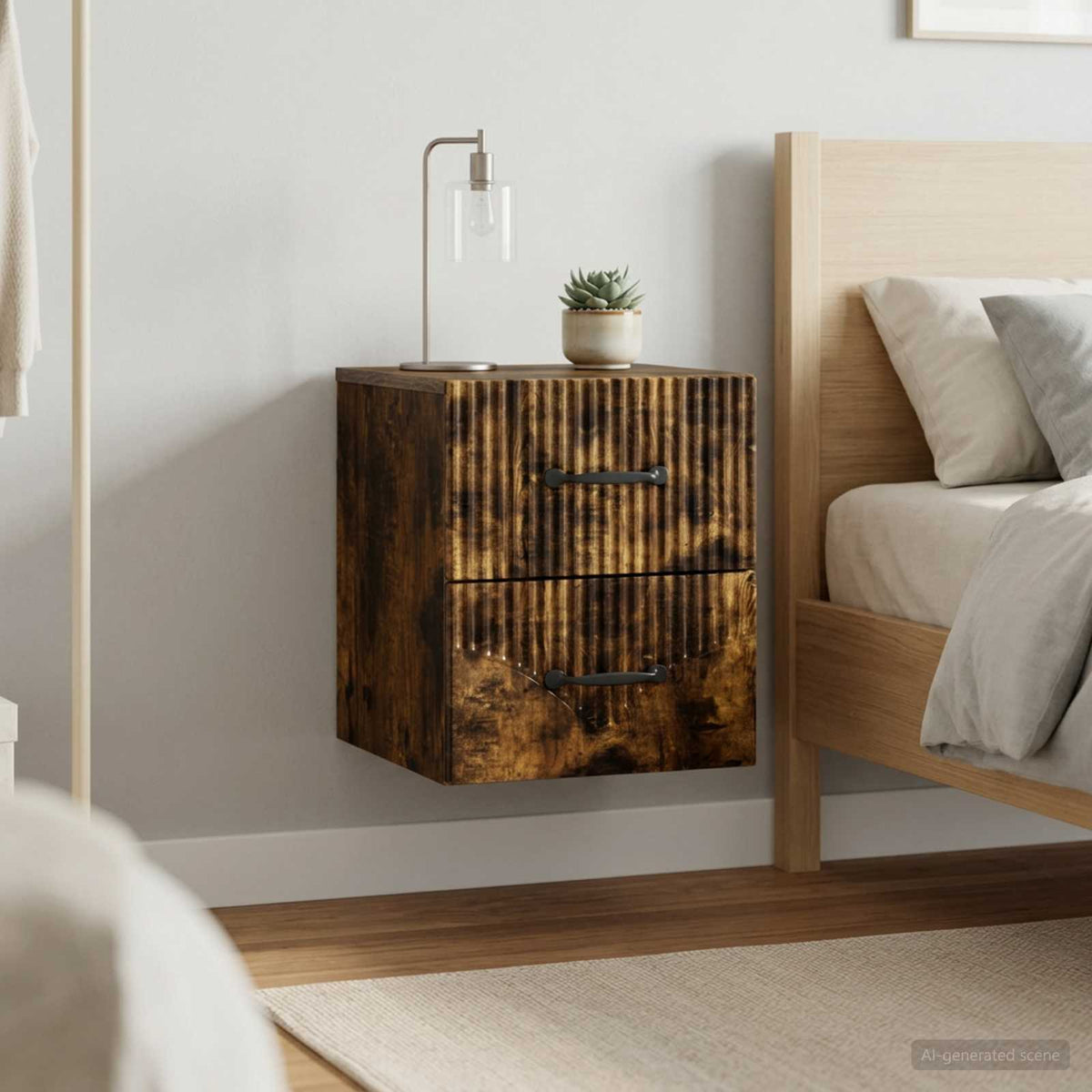 Vidaxl wandbeugel bedkast 2 st gerookt eiken 34,5 x 33 x 40 cm