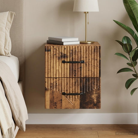 Vidaxl wandbeugel bedkast oud hout 34,5 x 33 x 40 cm bewerkt hout
