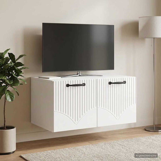 Vidaxl wandbeugel tv-kast hoogglans wit 59,5 x 41 x 30 cm bewerkt hout